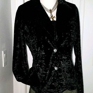 Velvet w Rhinestone Buttons S Blazer Jacket